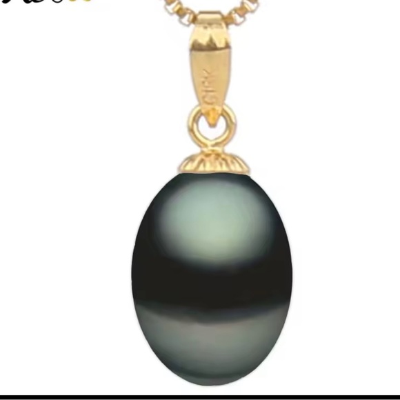 Black Freshwater Pearl 17” Gold Plated over Silver 16” Necklace - Picture 2 of 5